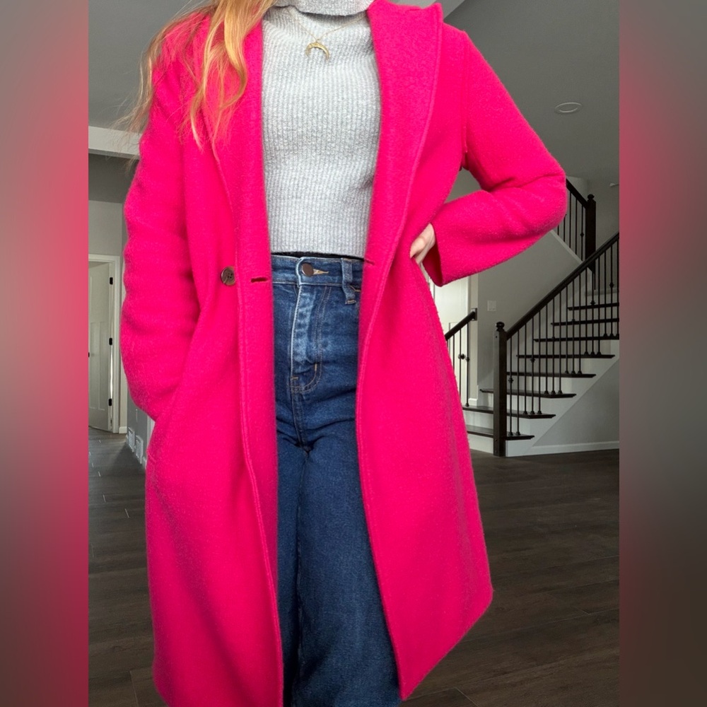 J. Crew Women's Vibrant Pink 100% Wool Coat